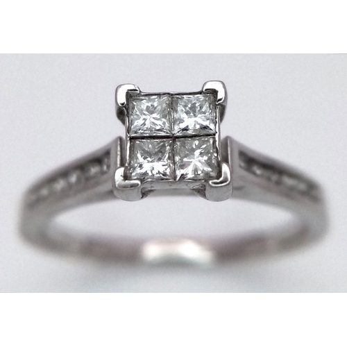 348 - A 14K WHITE GOLD DIAMOND RING 0.25CT 2.5G SIZE M 1/2. Ref: SC 6068