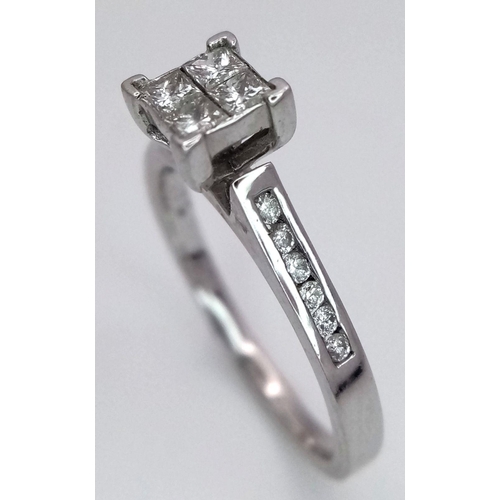 348 - A 14K WHITE GOLD DIAMOND RING 0.25CT 2.5G SIZE M 1/2. Ref: SC 6068