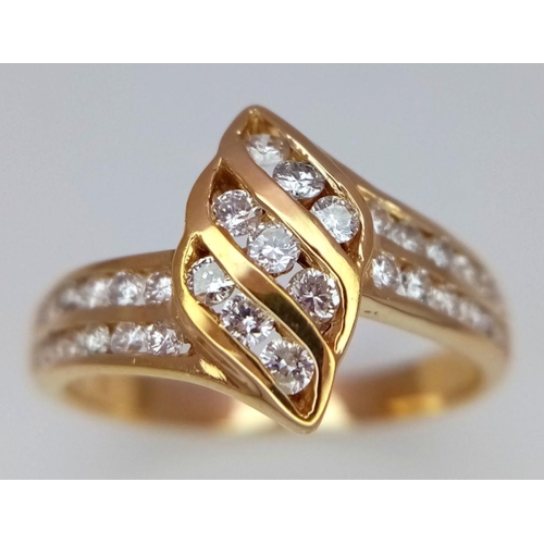 355 - A 14K YELLOW GOLD FANCY DIAMOND RING 0.50CT 3.4G SIZE M. Ref: SC 6072