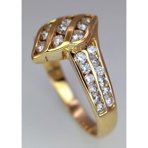 355 - A 14K YELLOW GOLD FANCY DIAMOND RING 0.50CT 3.4G SIZE M. Ref: SC 6072