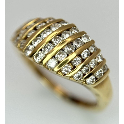 425 - A 9K YELLOW GOLD DIAMOND SET RING 0.65CT. 4.6G IN WEIGHT. SIZE N AND 1/2. Ref: SC 6040