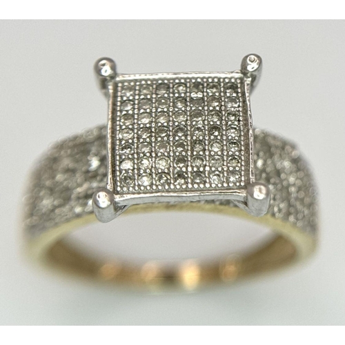 432 - A 9K YELLOW GOLD DIAMOND RING. 0.50CT. 3.4G IN WEIGHT. SIZE N AND 1/2. Ref: SC 6055