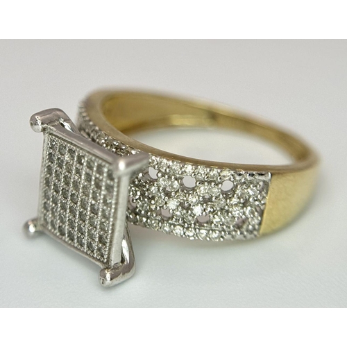 432 - A 9K YELLOW GOLD DIAMOND RING. 0.50CT. 3.4G IN WEIGHT. SIZE N AND 1/2. Ref: SC 6055