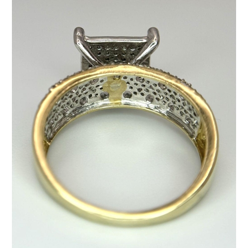 432 - A 9K YELLOW GOLD DIAMOND RING. 0.50CT. 3.4G IN WEIGHT. SIZE N AND 1/2. Ref: SC 6055