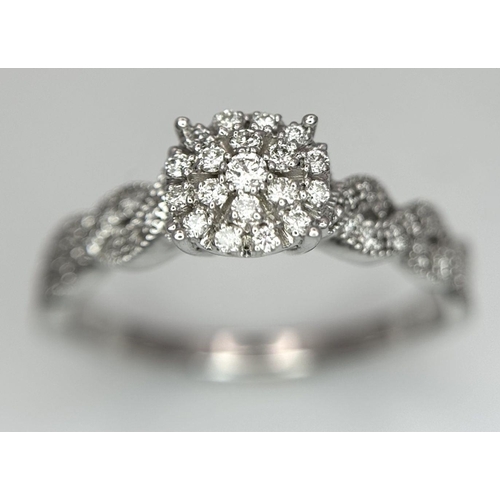 473 - A 9K WHITE GOLD FANCY DIAMOND SET RING 0.35CT 3.5G SIZE R 1/2. Ref: SC 6001