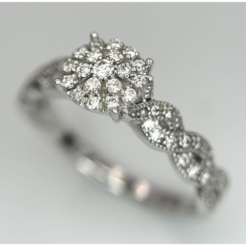 473 - A 9K WHITE GOLD FANCY DIAMOND SET RING 0.35CT 3.5G SIZE R 1/2. Ref: SC 6001