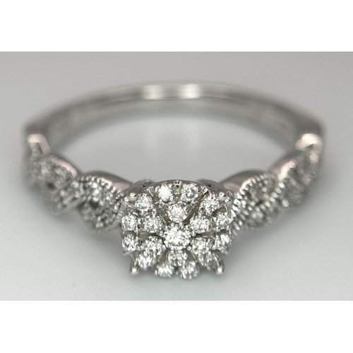 473 - A 9K WHITE GOLD FANCY DIAMOND SET RING 0.35CT 3.5G SIZE R 1/2. Ref: SC 6001