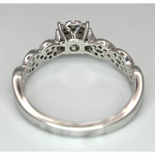 473 - A 9K WHITE GOLD FANCY DIAMOND SET RING 0.35CT 3.5G SIZE R 1/2. Ref: SC 6001