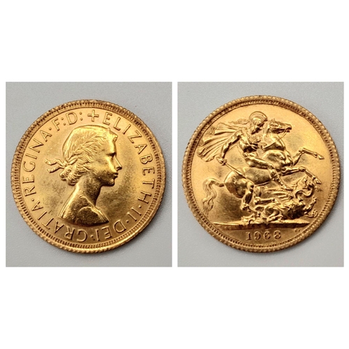 555 - A 1968 Queen Elizabeth II Full 22K Gold Sovereign.