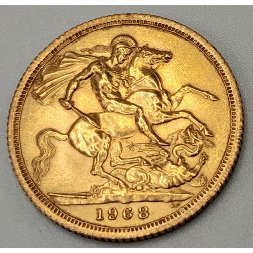 555 - A 1968 Queen Elizabeth II Full 22K Gold Sovereign.