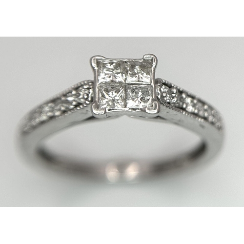 572 - A 9K WHITE GOLD DIAMOND RING 0.40CT 2.4G IN WEIGHT. SIZE K. Ref: SC 6044.