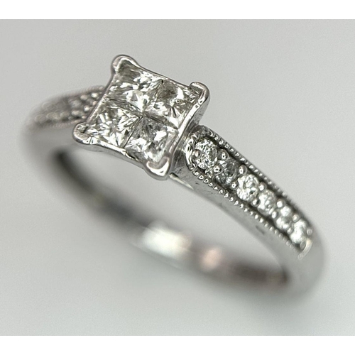 572 - A 9K WHITE GOLD DIAMOND RING 0.40CT 2.4G IN WEIGHT. SIZE K. Ref: SC 6044.