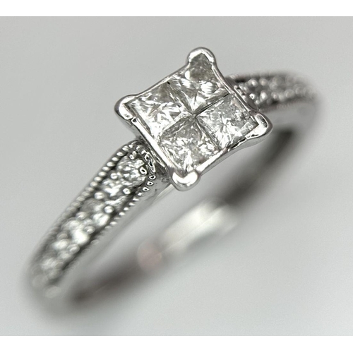 572 - A 9K WHITE GOLD DIAMOND RING 0.40CT 2.4G IN WEIGHT. SIZE K. Ref: SC 6044.