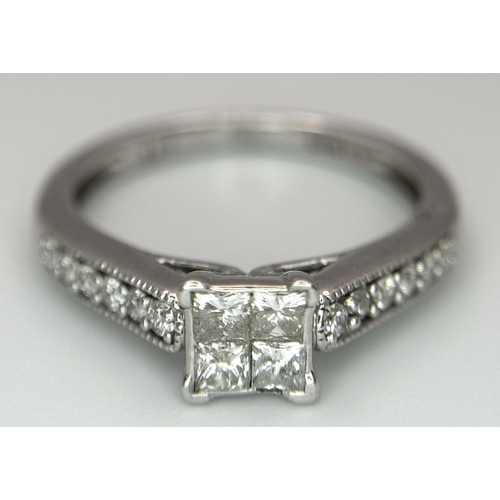 572 - A 9K WHITE GOLD DIAMOND RING 0.40CT 2.4G IN WEIGHT. SIZE K. Ref: SC 6044.