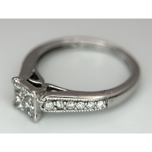 572 - A 9K WHITE GOLD DIAMOND RING 0.40CT 2.4G IN WEIGHT. SIZE K. Ref: SC 6044.