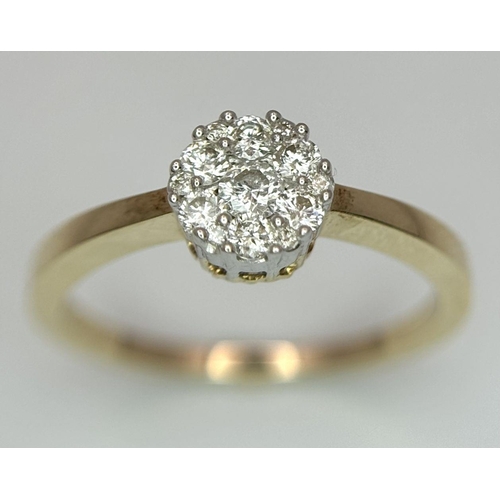 607 - A 9K YELLOW GOLD DIAMOND RING 0.25CT. 1.8G IN WEIGHT. SIZE L. Ref: SC 6031