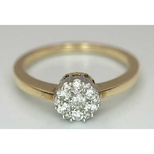 607 - A 9K YELLOW GOLD DIAMOND RING 0.25CT. 1.8G IN WEIGHT. SIZE L. Ref: SC 6031