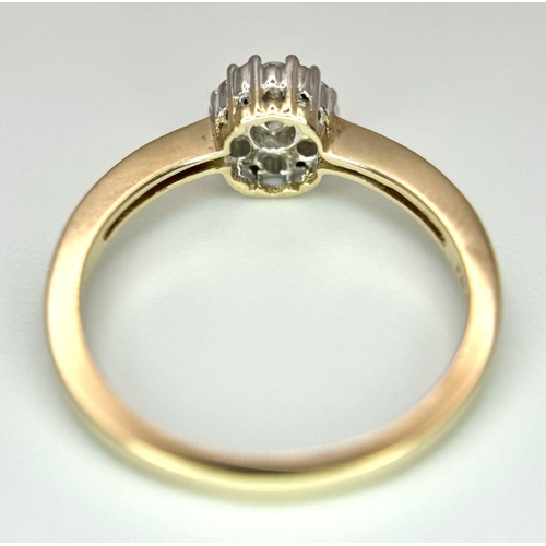 607 - A 9K YELLOW GOLD DIAMOND RING 0.25CT. 1.8G IN WEIGHT. SIZE L. Ref: SC 6031