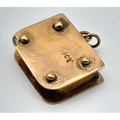 614 - A 9K YELLOW GOLD TRINKET BOX CHARM 2G IN WEIGHT. 1.5CM IN LENGTH. 1CM IN WIDTH. Ref: SC 6059