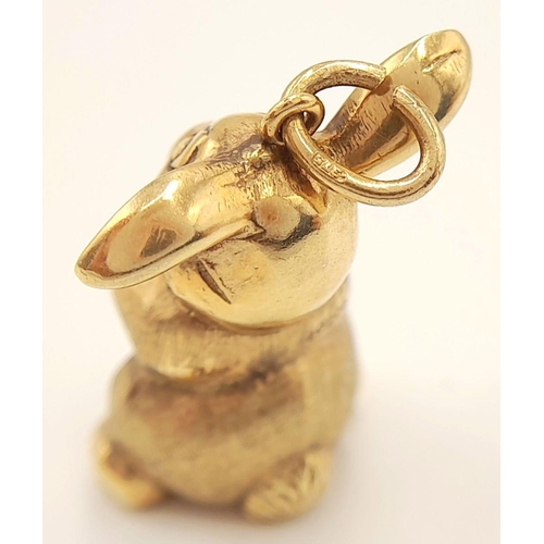 698 - A 9K YELLOW GOLD BUNNY RABBIT CHARM 2.2G , 26MM X 13MM. Ref: SC 6018