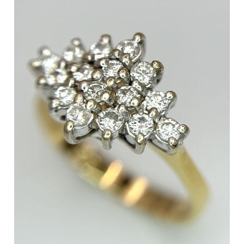 81 - AN 18K YELLOW GOLD DIAMOND RING. 0.35CT. 4.8G IN WEIGHT. SIZE Q. Ref: SC 6096