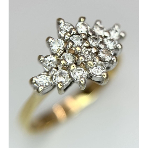 81 - AN 18K YELLOW GOLD DIAMOND RING. 0.35CT. 4.8G IN WEIGHT. SIZE Q. Ref: SC 6096