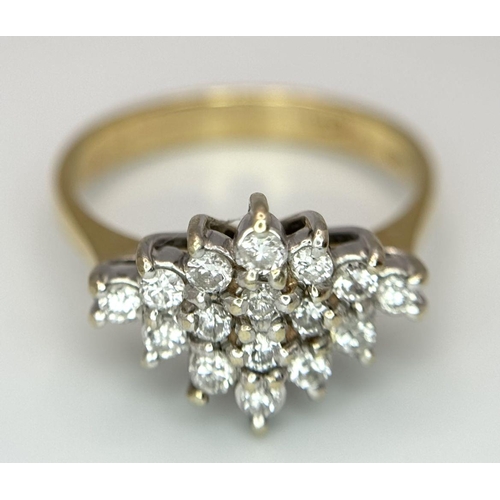 81 - AN 18K YELLOW GOLD DIAMOND RING. 0.35CT. 4.8G IN WEIGHT. SIZE Q. Ref: SC 6096