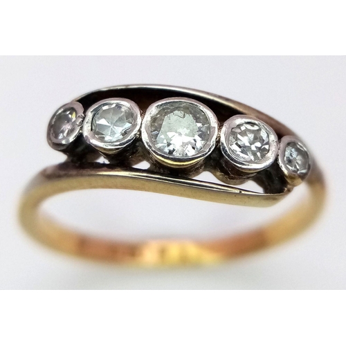 1148 - A 18K yellow gold 5 stone diamond ring, 0.30ct diamond weight, 2.5g total weight, size L. Ref: JP02