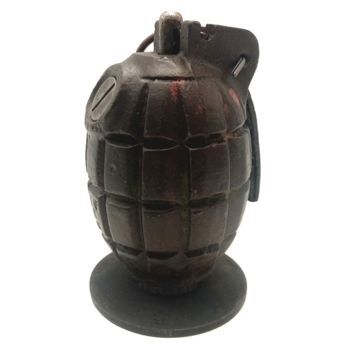 139 - An INERT British No 36 Mill Grenade. Complete Gas Check Plate for firing from a rifle, Centre Tube, ... 