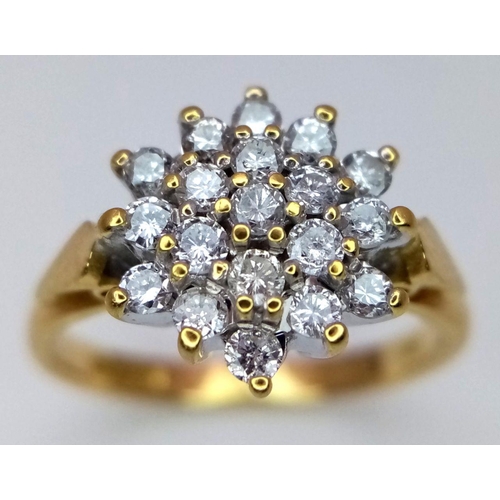 145 - A 18K YELLOW GOLD DIAMOND CLUSTER RING 0.50CT 3.4G SIZE L. Ref: SC 6080