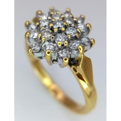 145 - A 18K YELLOW GOLD DIAMOND CLUSTER RING 0.50CT 3.4G SIZE L. Ref: SC 6080