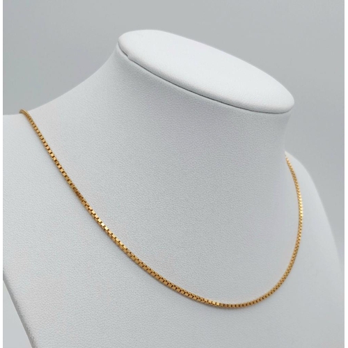 163 - A 9K Yellow Gold Venetian Link Necklace. 48cm length. 5.5g weight.