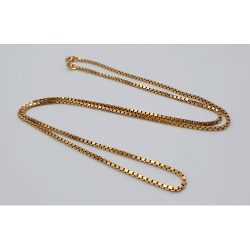 163 - A 9K Yellow Gold Venetian Link Necklace. 48cm length. 5.5g weight.