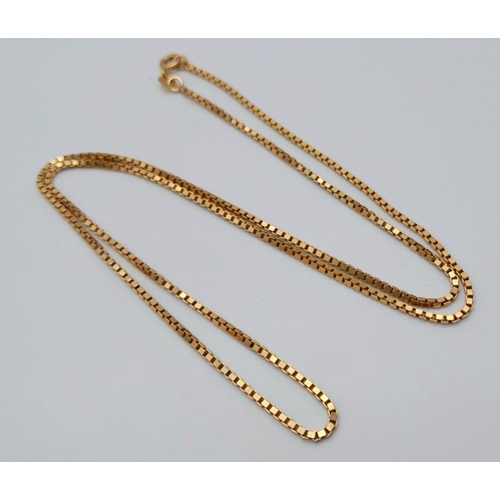 163 - A 9K Yellow Gold Venetian Link Necklace. 48cm length. 5.5g weight.