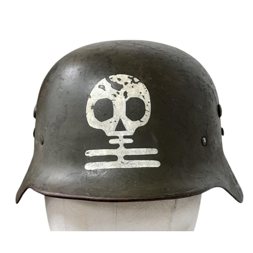 188 - A WW2 Finnish 4th Division Kev Os.4 “White Death Unit Helmet. With full explanation.