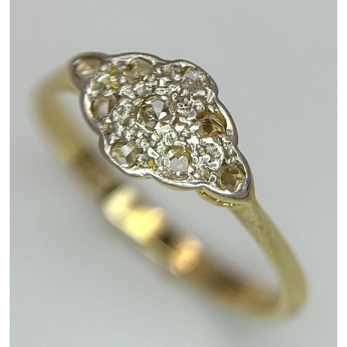 229 - AN 18K YELLOW GOLD VINTAGE OLD CUT DIAMOND RING. 2.1G IN WEIGHT. SIZE M. Ref: SC 6101