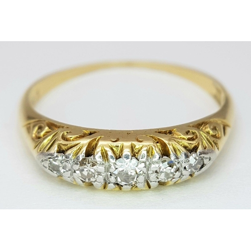 236 - AN 18K YELLOW GOLD VINTAGE DIAMOND RING. 2.3G IN WEIGHT. SIZE M. Ref: SC 6103