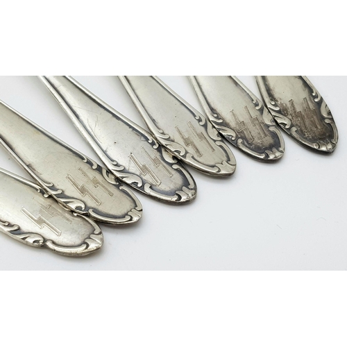 244 - Set of 6 Silver Plated German Waffen SS Teelöffels (Small Spoons).