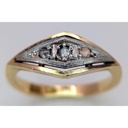 278 - A 18K YELLOW GOLD & PLATINUM VINTAGE DIAMOND RING 3.1G SIZE M. Ref: SC 6083