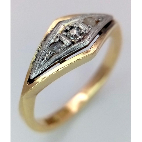 278 - A 18K YELLOW GOLD & PLATINUM VINTAGE DIAMOND RING 3.1G SIZE M. Ref: SC 6083