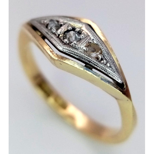 278 - A 18K YELLOW GOLD & PLATINUM VINTAGE DIAMOND RING 3.1G SIZE M. Ref: SC 6083