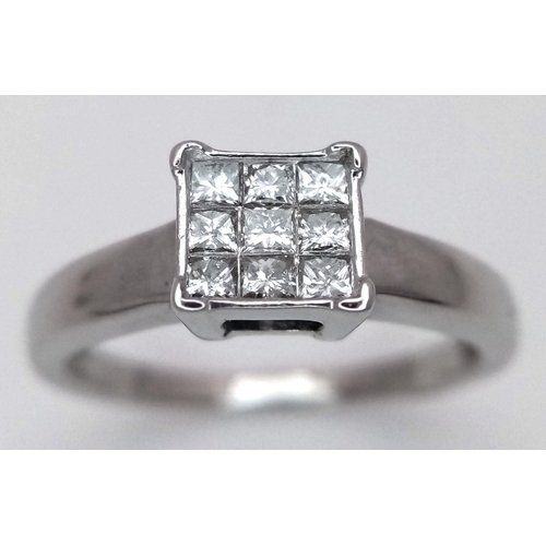 292 - A 18K WHITE GOLD DIAMOND CLUSTER RING 0.25CT 3G SIZE M. Ref: SC 6086