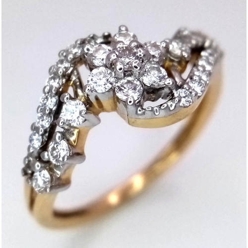 299 - A 18K YELLOW GOLD FANCY DIAMOND RING 0.40CT 3.3G SIZE M. Ref: SC 6087