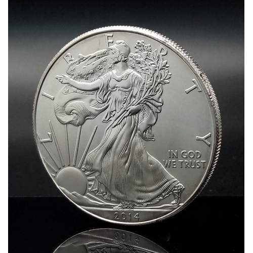 302 - A Fine Silver (.999) 2014 USA One Dollar Coin - 1oz, Mint Condition.