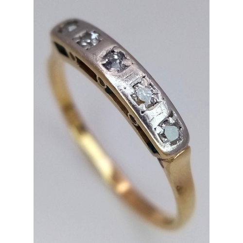 390 - A 18K YELLOW GOLD & PLATINUM VINTAGE DIAMOND RING 2.1G SIZE O. Ref: SC 6082