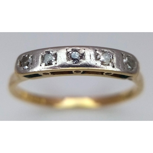 390 - A 18K YELLOW GOLD & PLATINUM VINTAGE DIAMOND RING 2.1G SIZE O. Ref: SC 6082