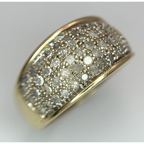 404 - A 9K YELLOW GOLD DIAMOND SET RING 1CT. 4.4G IN WEIGHT. SIZE W. Ref: SC 6038