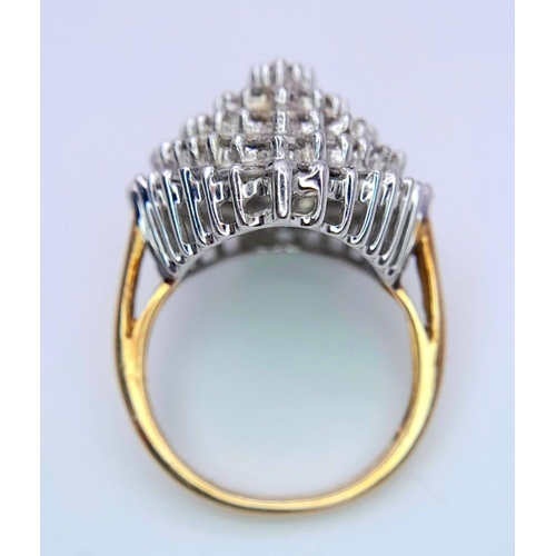 459 - A 9K YELLOW GOLD DIAMOND PEAR SHAPE CLUSTER RING 0.65CT 7.3G SIZE N 1/2. Ref: SC 6007