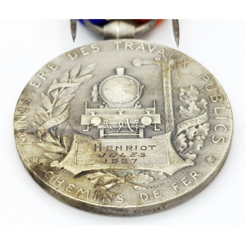 467 - 1927 Dated French Silver Railway Service Medal