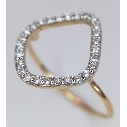 502 - A 14K YELLOW GOLD DIAMOND RING. 0.7G IN WEIGHT. SIZE J. Ref: 8902